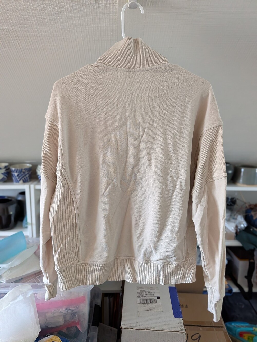 Vuori Sedona Rib Half Zip, Bone, Small - Picture 3 of 3